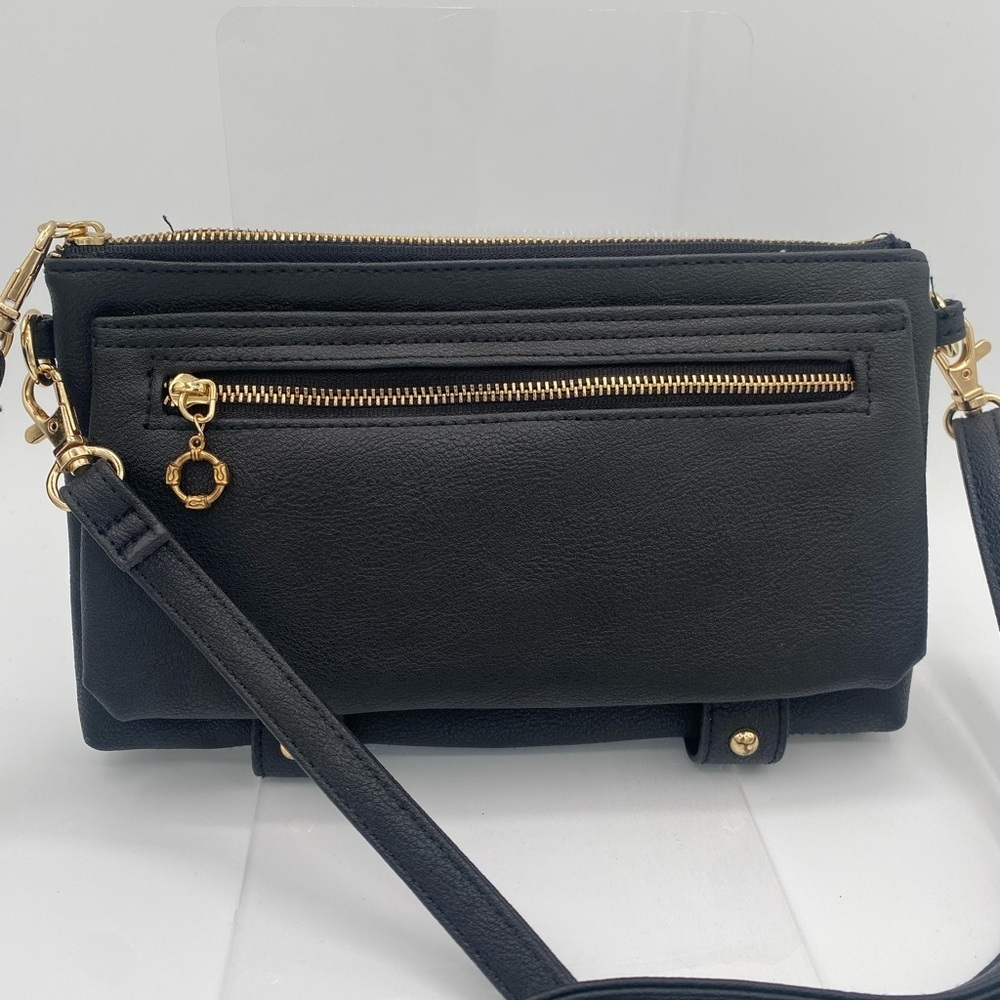 Black Crossbody Bag with Gold Accents - Picture 2 of 7